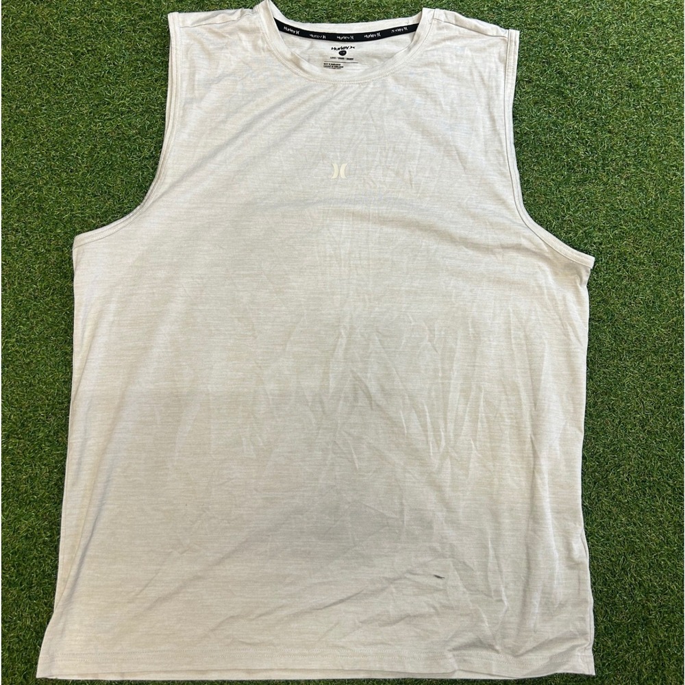 Hurley Mens Sleeveless Muscle Tee Heather Grey Logo Tank Top Large